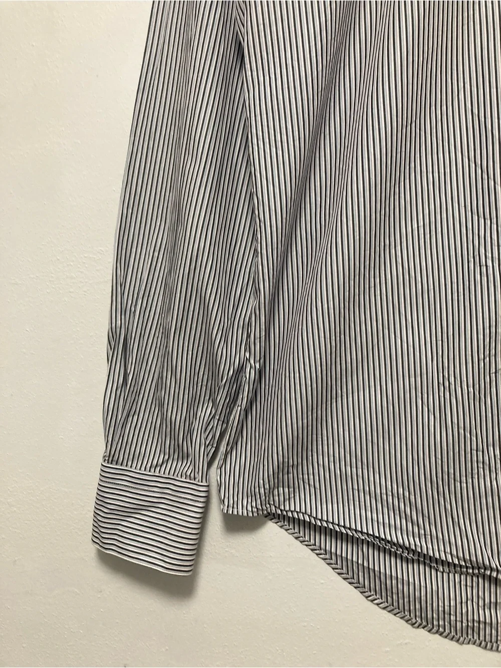LANVIN Paris Made In Italy Multi Stripe 100% Cotton Dress Shirt Size 39 15.5